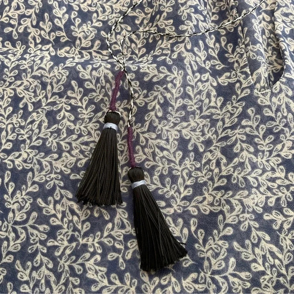 Misa Olga Ruffle Sleeve Mixed Print Boho Blouse Top Blue Size M - Picture 3 of 12